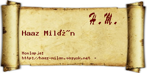 Haaz Milán névjegykártya